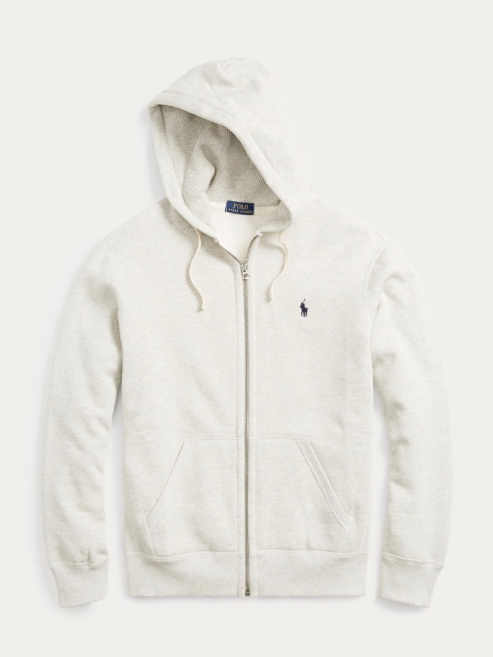 Polo Ralph Lauren Full-Zip Hoodie – White with Blue Logo - Medium